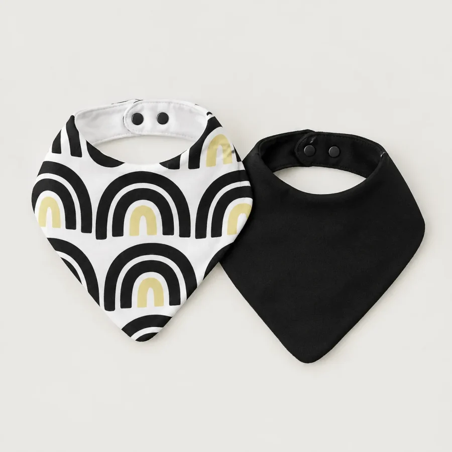 Arch Garden Bandana Bib Pair, all pieces laid flat
