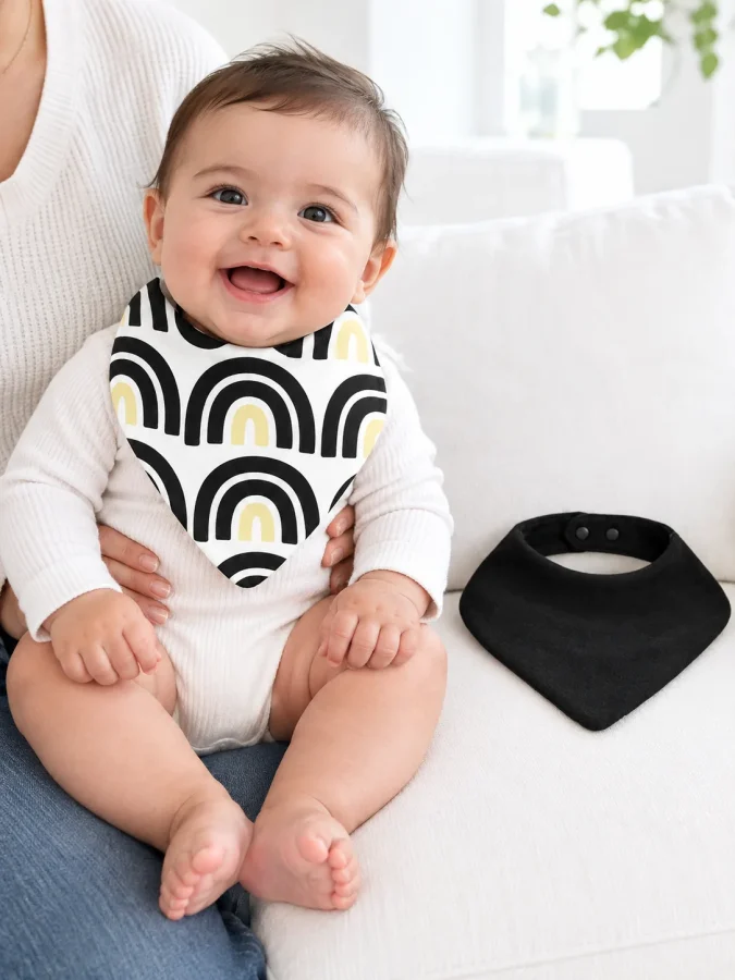 Arch Garden Bandana Bib Pair in use