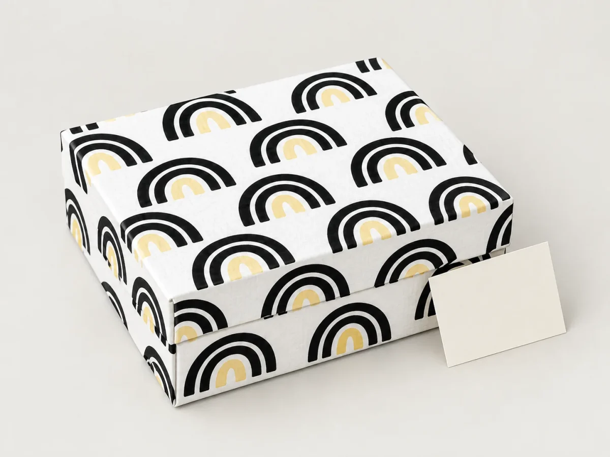Arch Garden Grand Opening Box, box closed with its printed lid