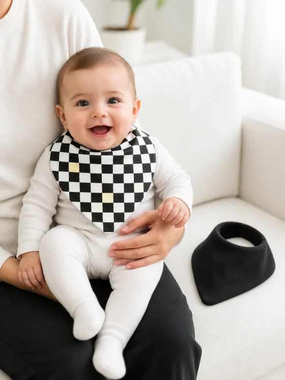 Check Room Bandana Bib Pair in use