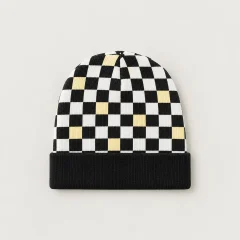 Check Room Beanie, all pieces laid flat