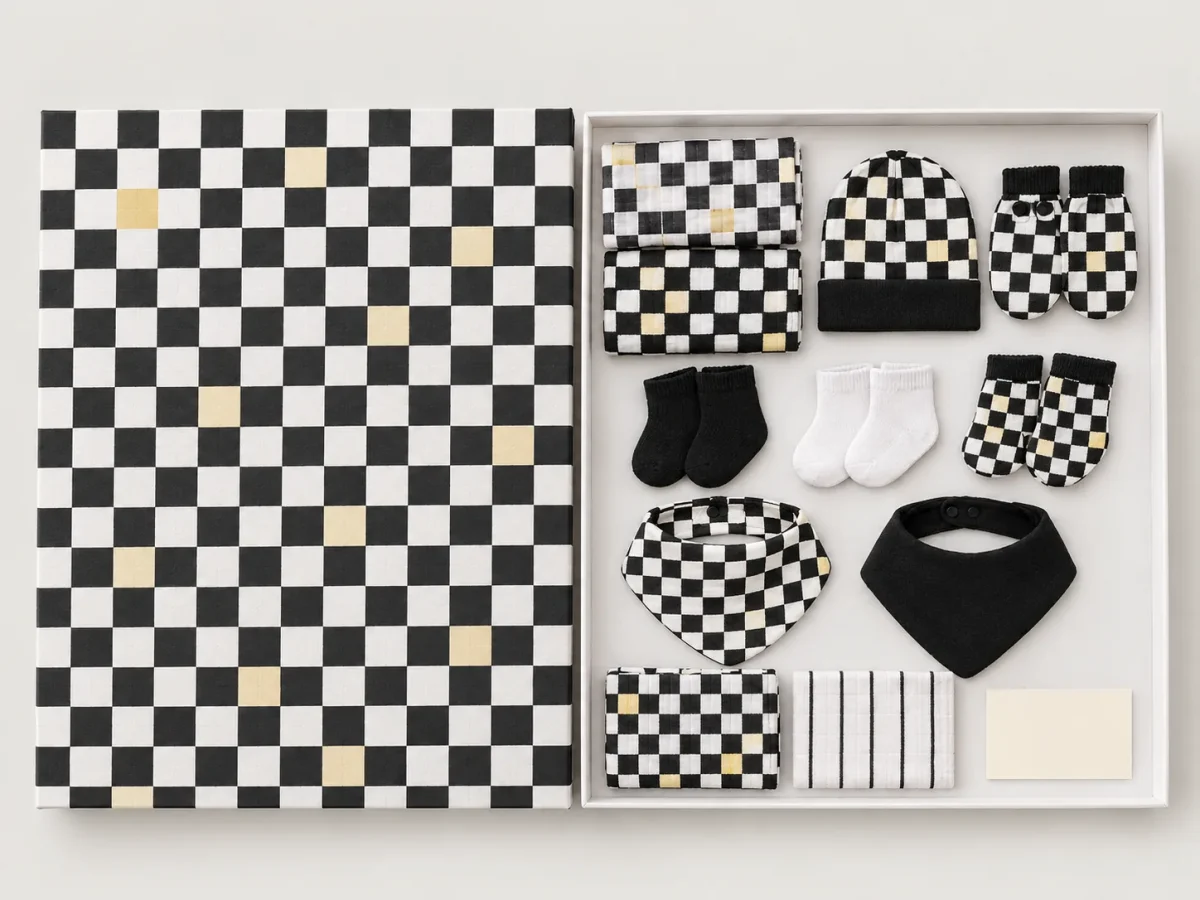 Check Room Grand Opening Box, box open with every piece laid out