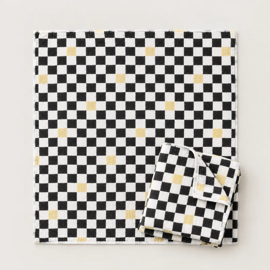 Check Room Mini Muslin Squares, another view