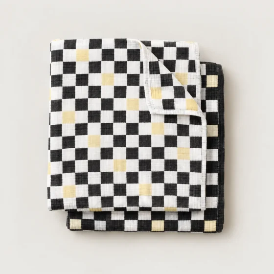 Check Room Mini Muslin Squares, all pieces laid flat