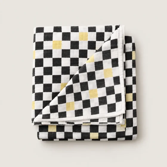 Check Room Swaddle Pair, all pieces laid flat