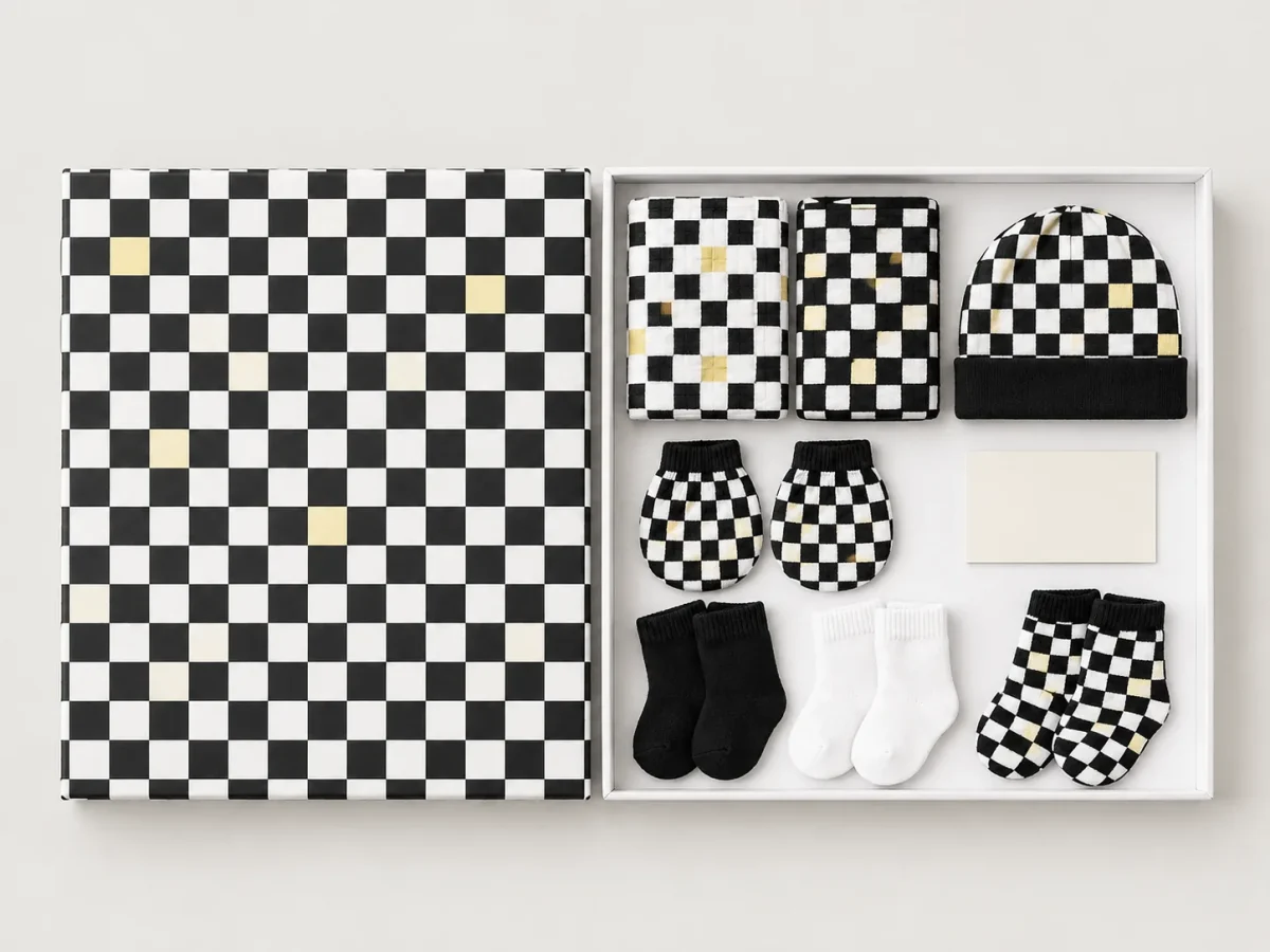 Check Room Welcome Box, box open with every piece laid out