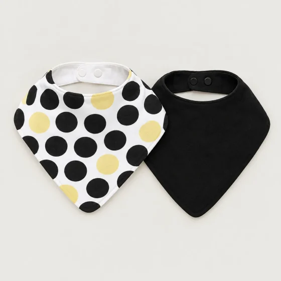 Dot Theory Bandana Bib Pair, all pieces laid flat