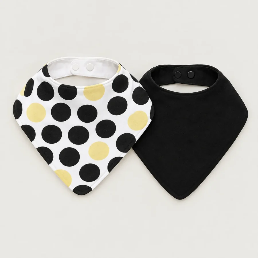 Dot Theory Bandana Bib Pair, all pieces laid flat