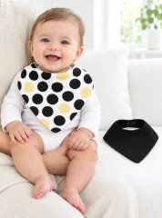 Dot Theory Bandana Bib Pair in use