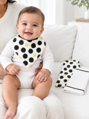 Dot Theory Bib & Burp Set in use