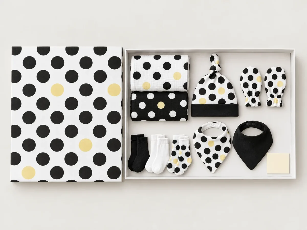 Dot Theory Gallery Box, box open with every piece laid out