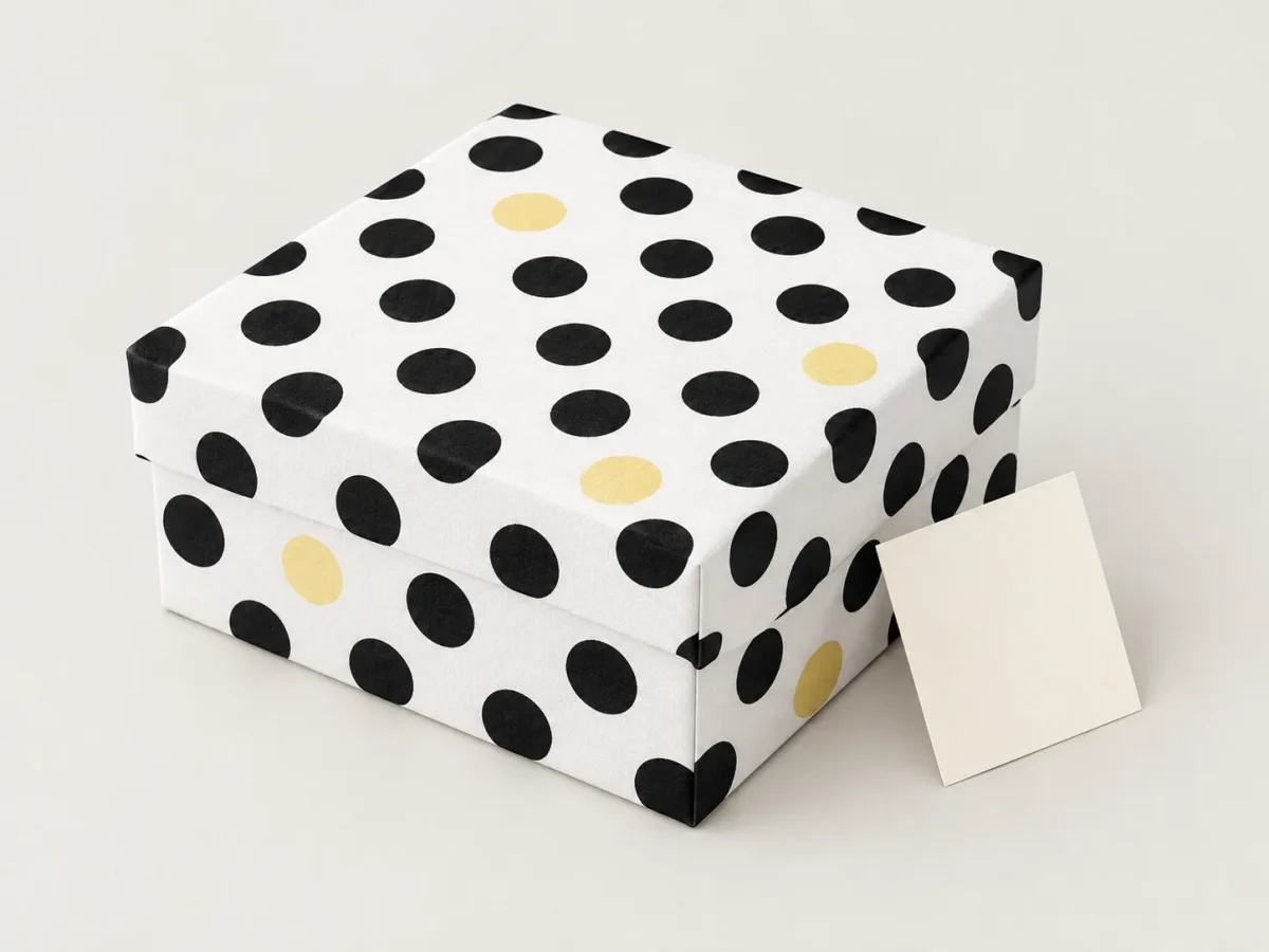 Dot Theory Hello Box, box closed with its printed lid