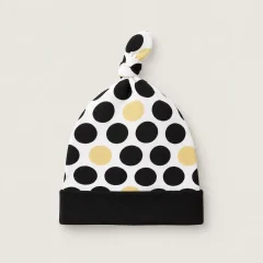 Dot Theory Knot Hat, all pieces laid flat