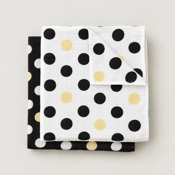 Dot Theory Mini Muslin Squares, all pieces laid flat