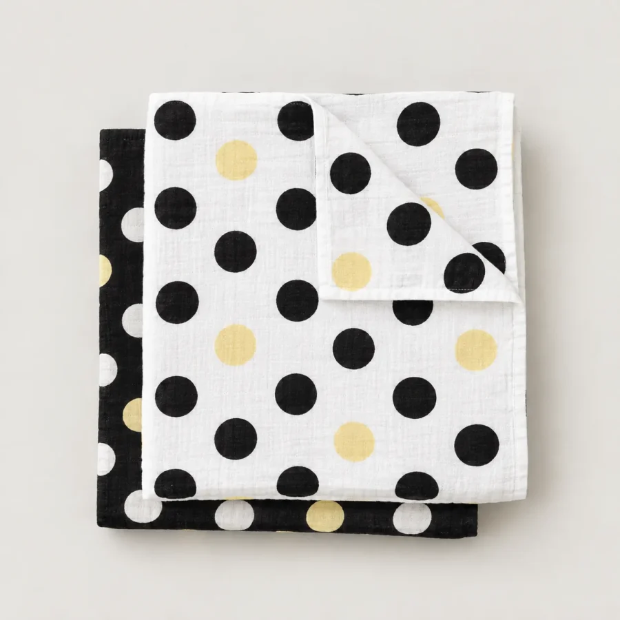 Dot Theory Mini Muslin Squares, all pieces laid flat
