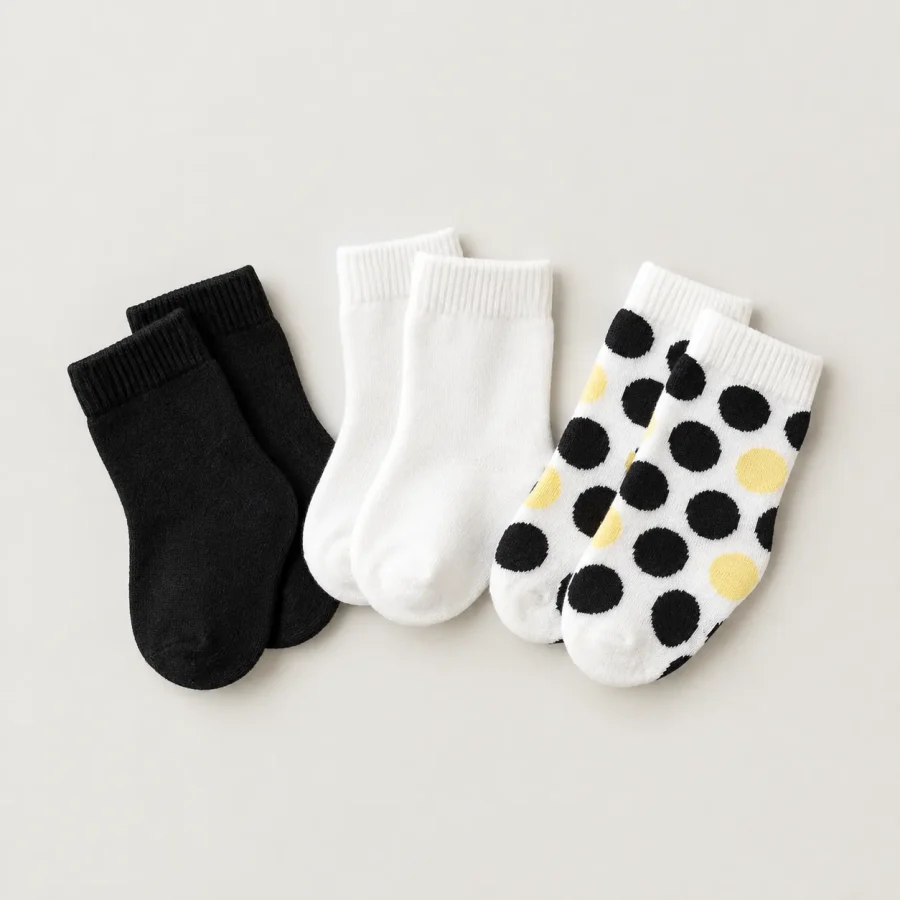 Dot Theory Sock Trio, all pieces laid flat