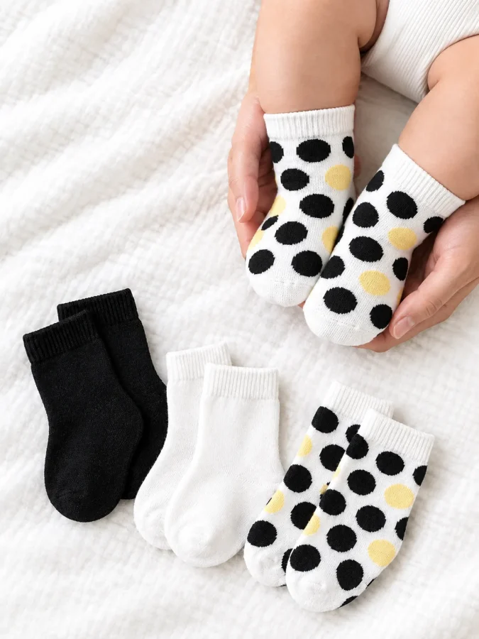 Dot Theory Sock Trio in use