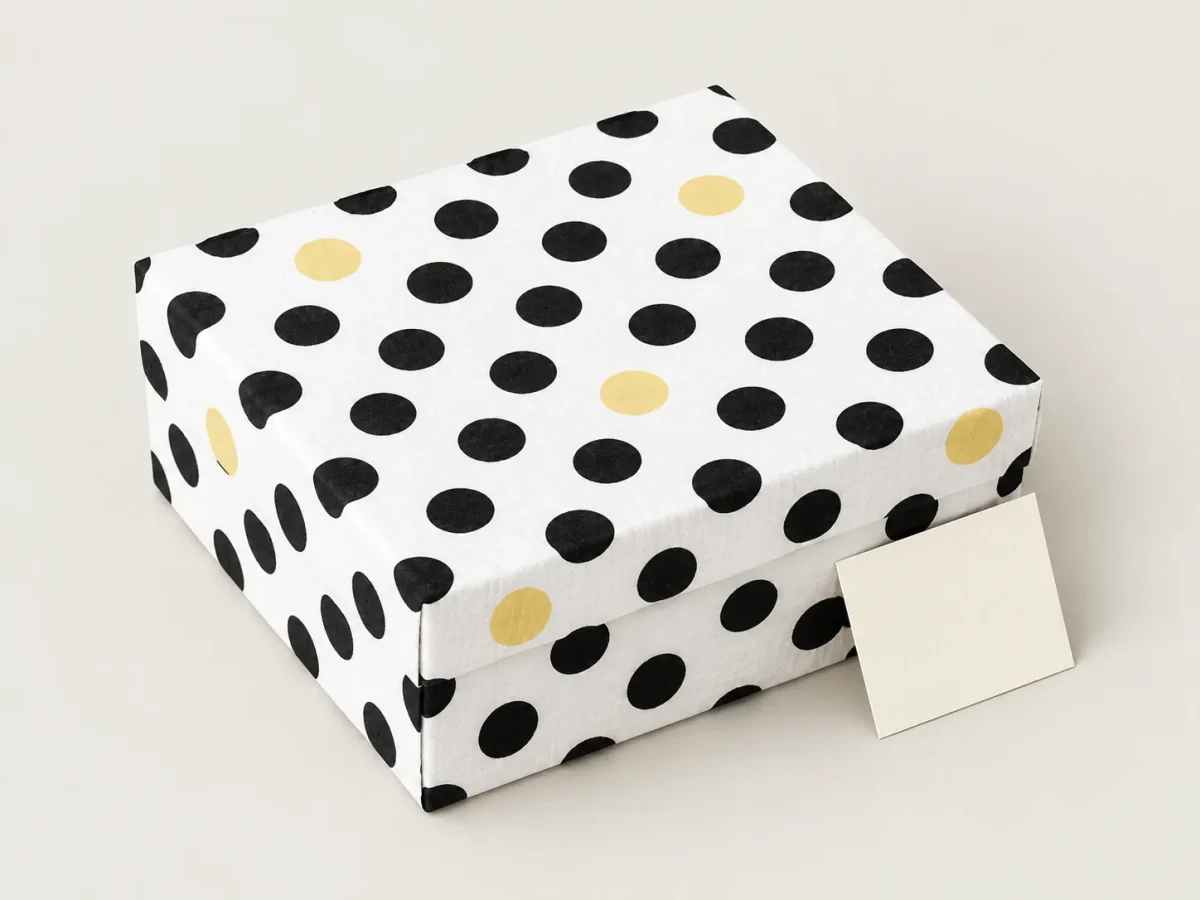 Dot Theory Welcome Box, box closed with its printed lid