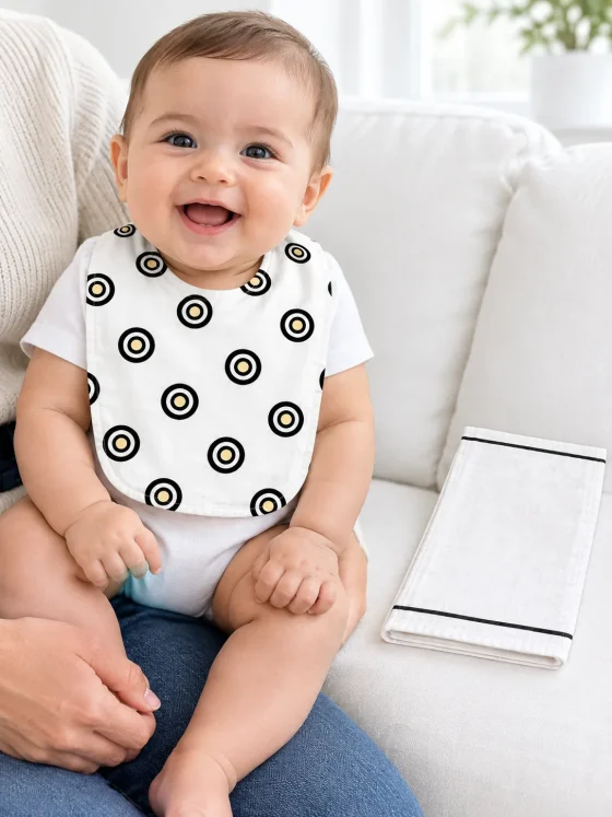 Ring Study Burp Cloth Pair in use