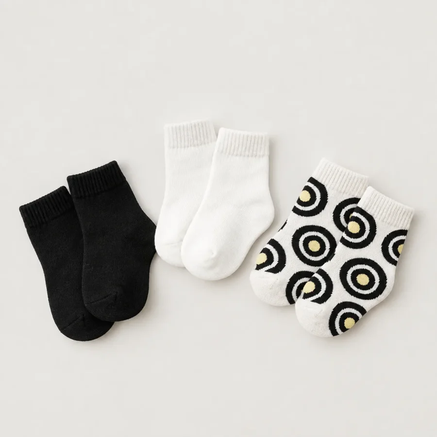 Ring Study Sock Trio, all pieces laid flat