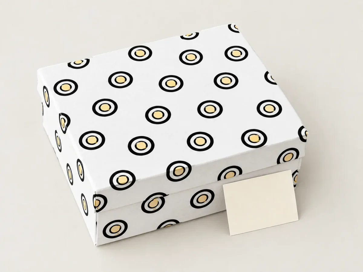 Ring Study Welcome Box, box closed with its printed lid