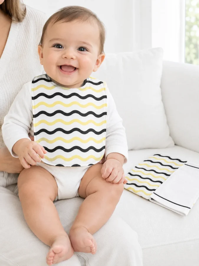 Wave Hall Burp Cloth Pair in use
