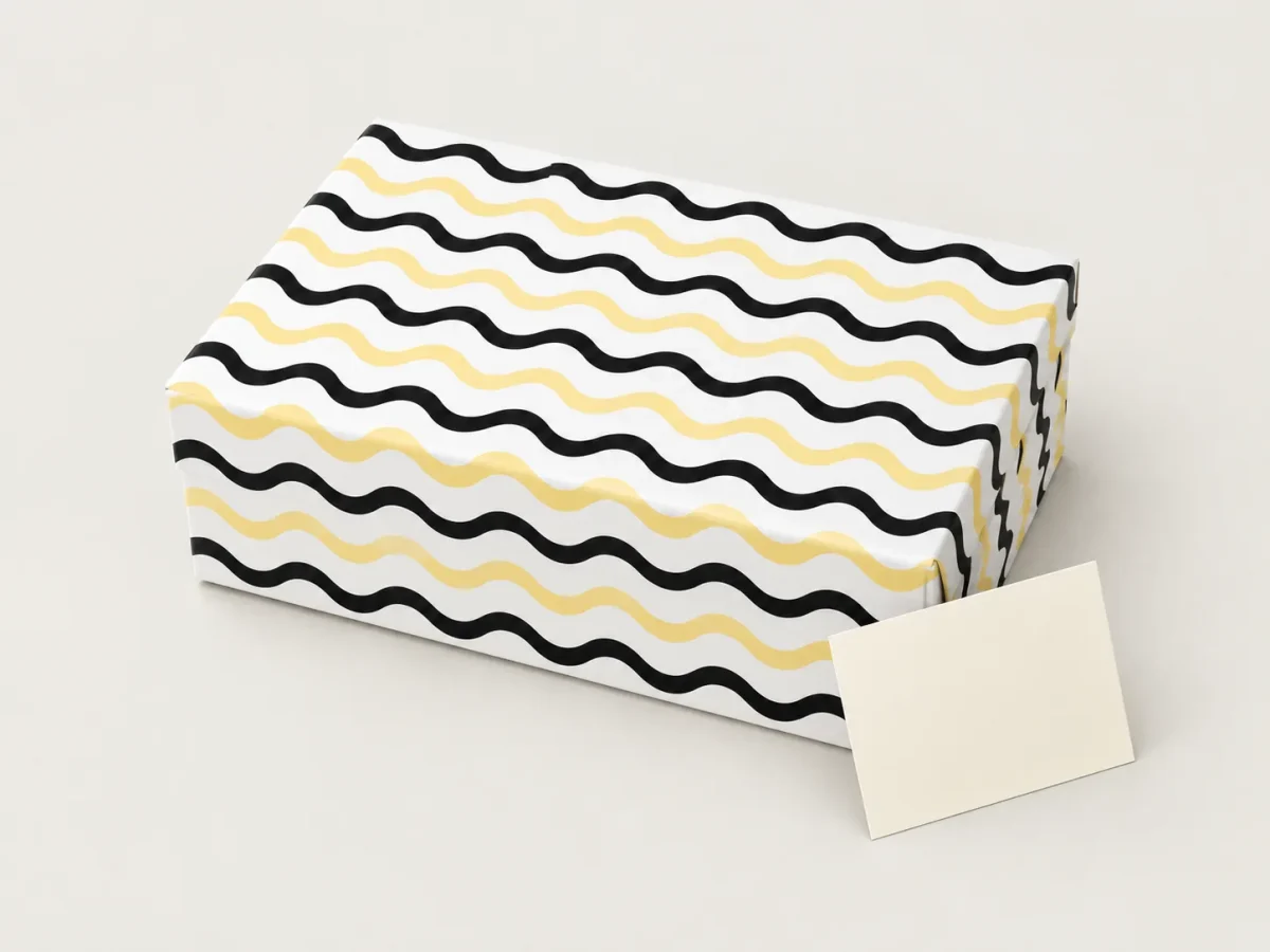 Wave Hall Gallery Box, box closed with its printed lid