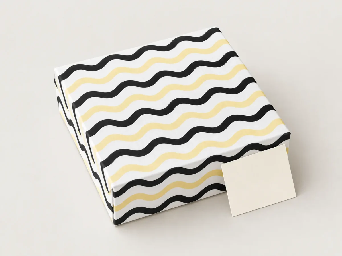 Wave Hall Hello Box, box closed with its printed lid