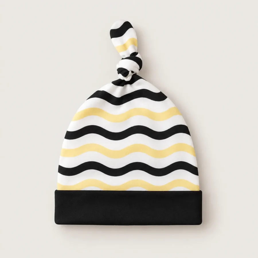 Wave Hall Knot Hat, all pieces laid flat