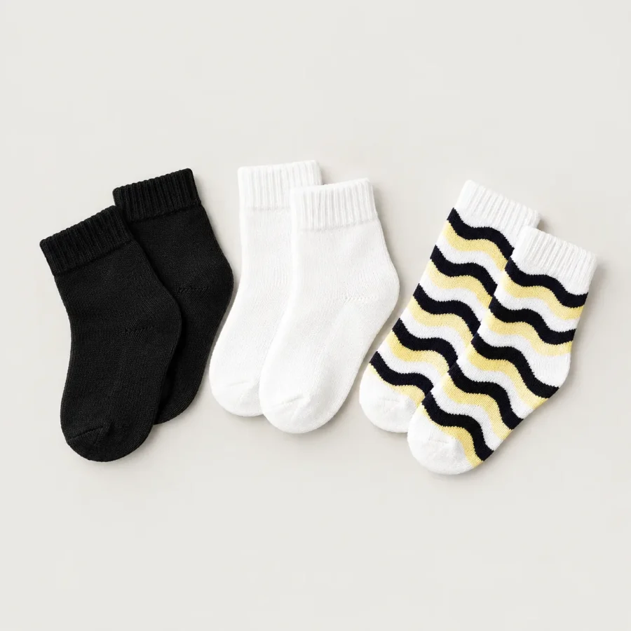Wave Hall Sock Trio, all pieces laid flat