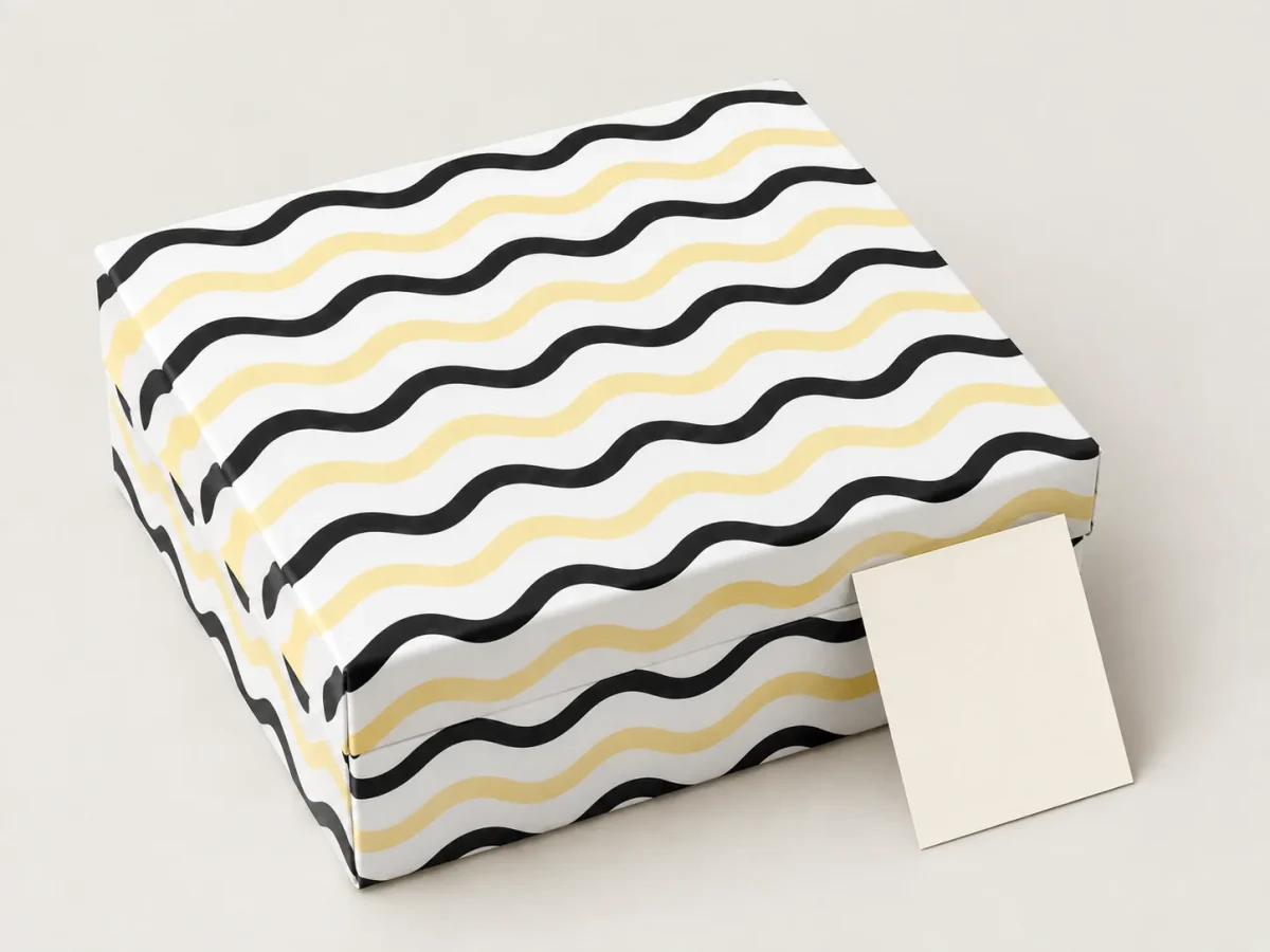 Wave Hall Welcome Box, box closed with its printed lid